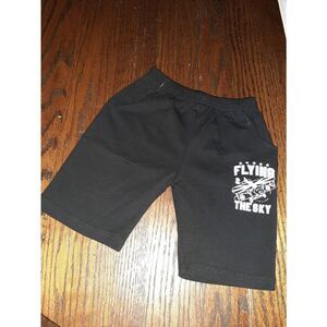 New Boy's Size 100 (3T-4T) Black White Flying the Sky Airplane Shorts Stretchy